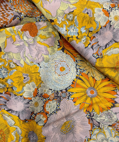 Cotton, Golden Floral Symphony