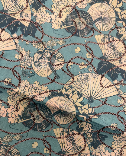 Cotton, Kyoto Fan – Turquoise