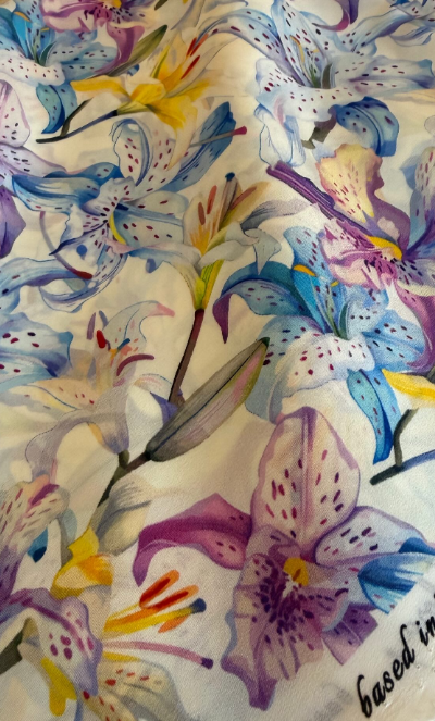 Pure Silk Crepe - Elegant Flowers