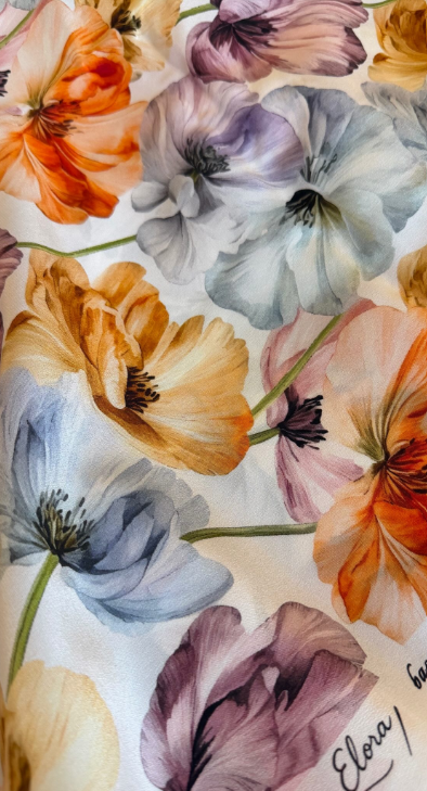 Pure Silk Crepe - Soft Flowers