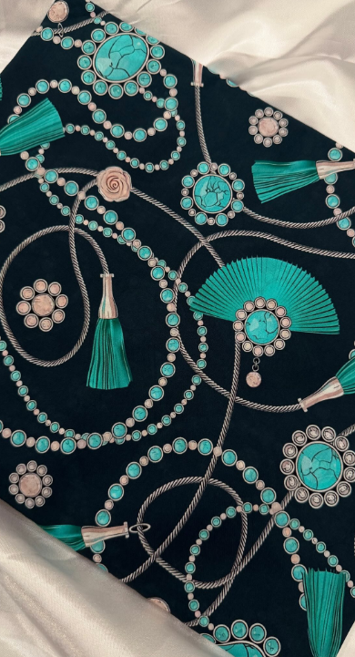 Cotton, Emerald Turquoise Tassels